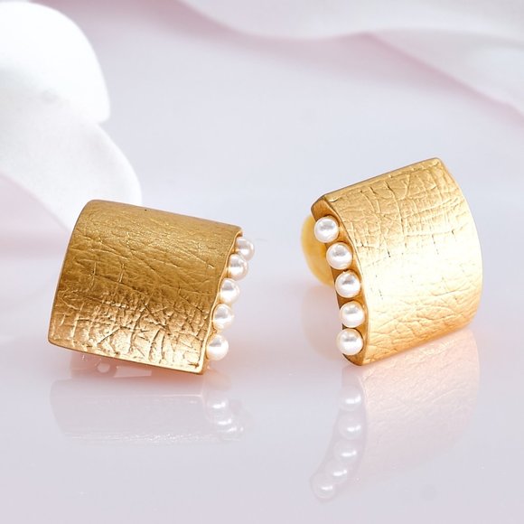 Unlimited Clip On Earrings, 14K Gold Plated, Vintage Earrings - Picture 1 of 9